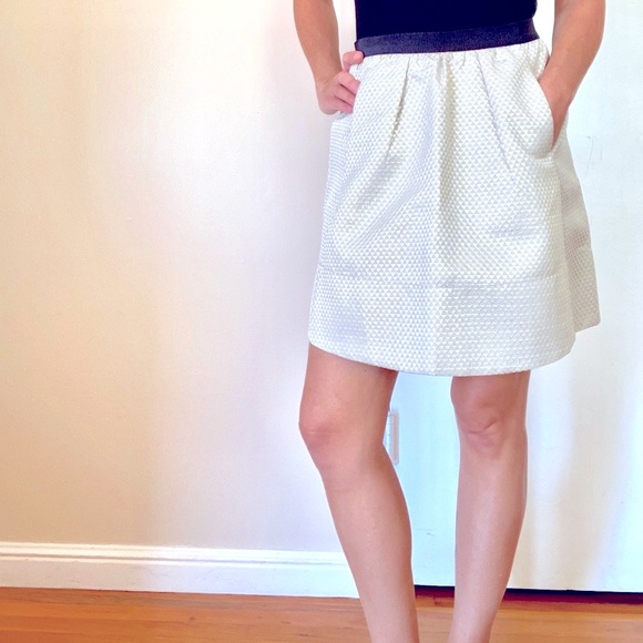 Gold Ganni Anthropologie Brocade Mini Skirt - Picture 6 of 16